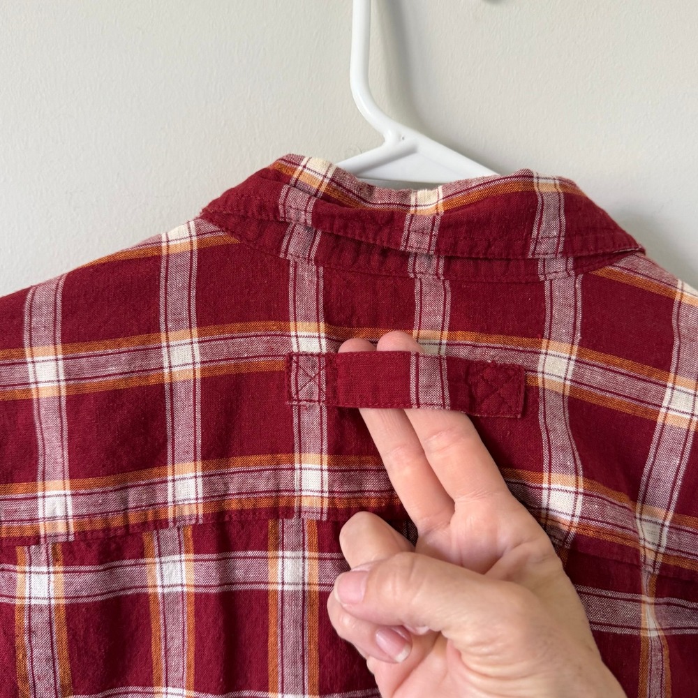 Duluth Trading Co Mens Large Red Plaid Hemp Organic Cotton Short Sleeve Shirt - Picture 10 of 10